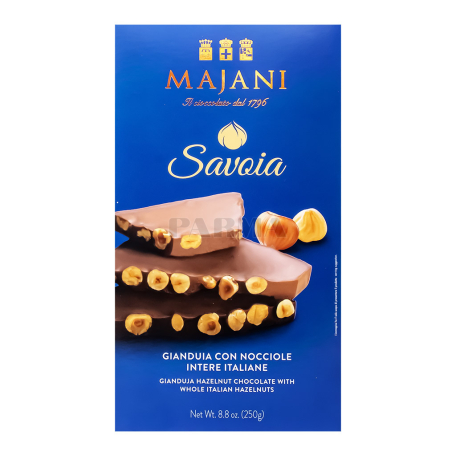 Շոկոլադե սալիկ «Majani Savoia» կաթնային, գետնանուշ 250գ