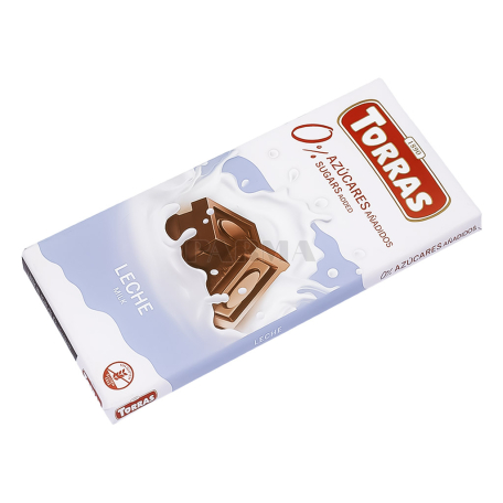 Шоколадная плитка "Torras" молочная, без сахара 75г