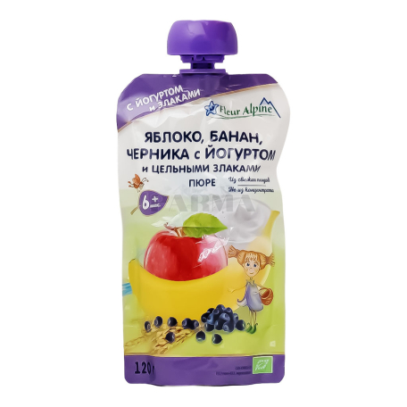 Խյուս «Fleur Alpine» խնձոր, բանան, հապալաս, յոգուրտ 120գ