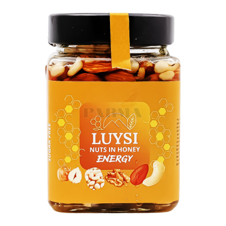 Мед "Luysi Energy" грецкий орех, кедровый орех, кешью, миндаль, фунду, без сахара 500г