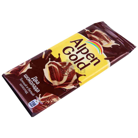 Шоколадная плитка `Alpen Gold` черный и белый 85г
