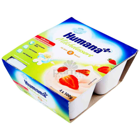 Йогурт-десерт `Humana` с клубникой 4x100г