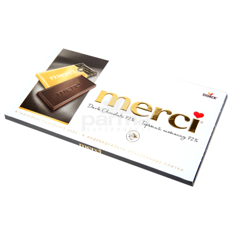 Շոկոլադե սալիկ «Merci» մուգ շոկոլադ 72% 100գ