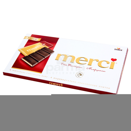 Շոկոլադե սալիկ «Merci» մուգ, մարցեպան 112գ