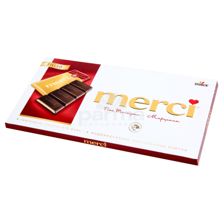 Շոկոլադե սալիկ «Merci» մուգ, մարցեպան 112գ