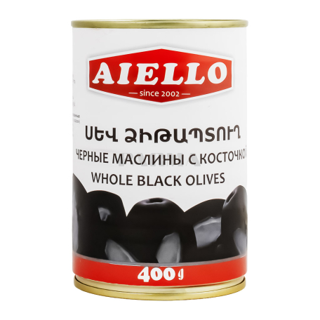 Ձիթապտուղ «Aiello» սև, կորիզով 400գ