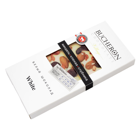 Chocolate bar "Bucheron Village" white, almond, cranberry, strawberry 85g