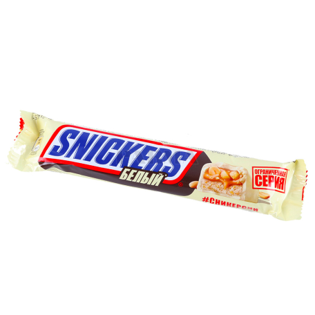 Շոկոլադե բատոն «Snickers» գետնանուշով սպիտակ 81գ