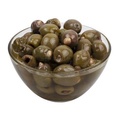 Зеленые оливки без косточек, с миндалем 