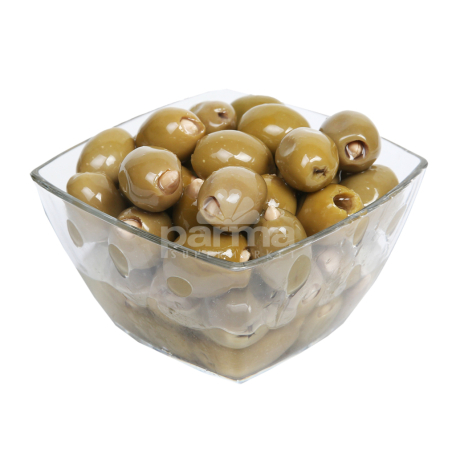 Зеленые оливки без косточек, с миндалем `Orto Conserviera` кг