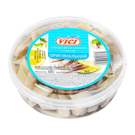 Ծովատառեխի փափկամիս «Vici» օրիգինալ, կտրատած, ձեթի մեջ 400գ