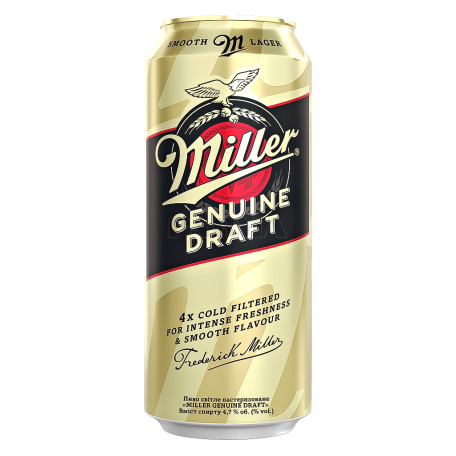 Գարեջուր «Miller Genuine Draft Lager» բաց 450մլ