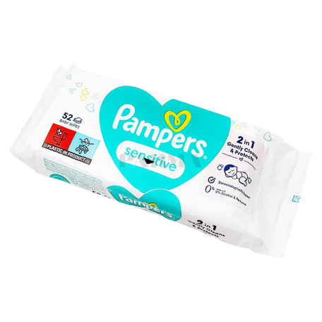 Անձեռոցիկ խոնավ «Pampers Sensitive PH» մանկական 52հատ