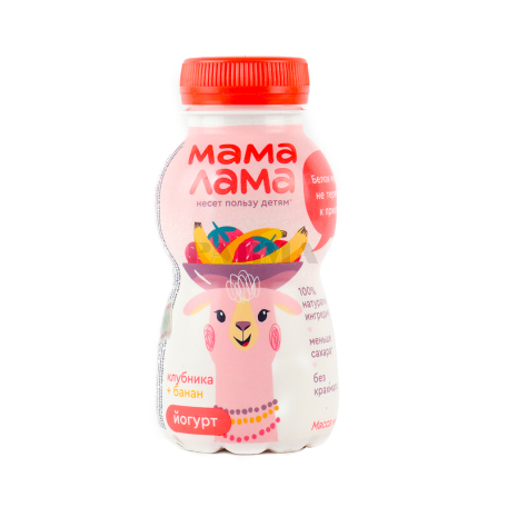 Йогурт питьевой `Epica Мама Лама` клубника, банан 2.5% 200г