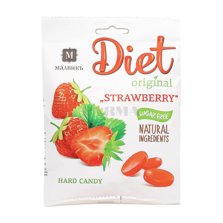 Леденец "Малвикъ Diet Original" клубника, без сахара 50г