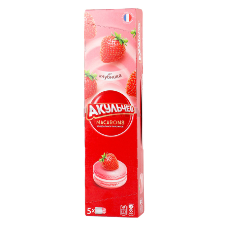 Пирожное "Акульчев" миндаль, клубника 60г