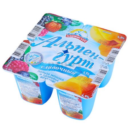Йогуртный продукт `Альпенгурт` абрико, лесные ягоды 0․1% 100г