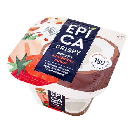Յոգուրտ «Epica Crispy» ելակ, կոկոս, նուշ 4.8% 140գ