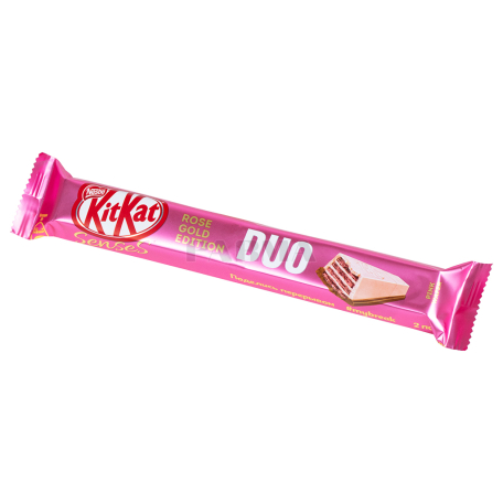 Батон `KitKat Duo Senses Duo Rose Gold Edition` белый шоколад, клубника 58г