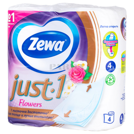Զուգարանի թուղթ «Zewa Just1 Flowers» քառաշերտ 4հատ