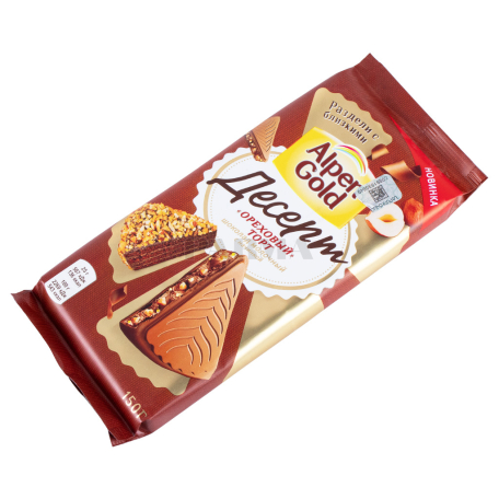 Шоколадная плитка `Alpen Gold Десерт` ореховый торт 150г