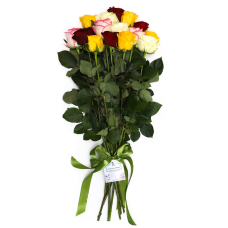 Ծաղկեփունջ «Flowers Armenia» վարդ, բազմագույն 15հատ