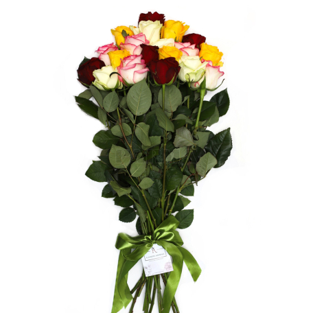 Ծաղկեփունջ «Flowers Armenia» վարդ, բազմագույն 19հատ