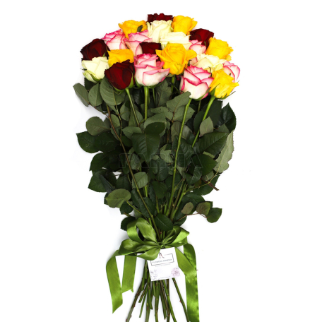Ծաղկեփունջ «Flowers Armenia» վարդ, բազմագույն 21հատ
