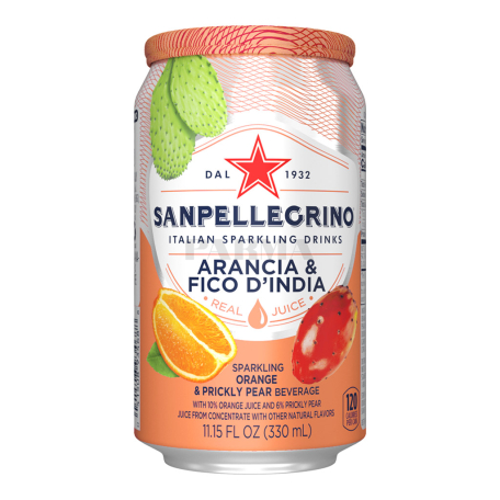 Refreshing drink `San Pellegrino` orange, prickly pear 330ml