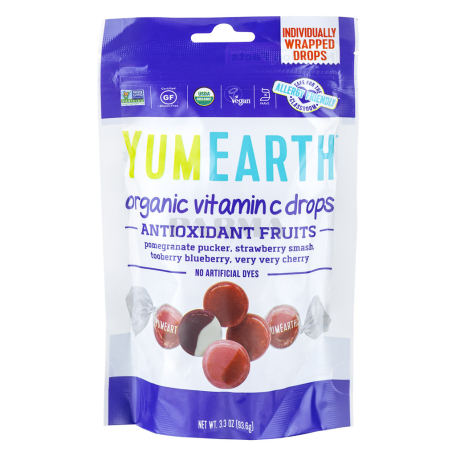 Սառնաշաքար «YumEarth Organic Vitamin C» նուռ, ելակ, հապալաս, բալ 93․6գ