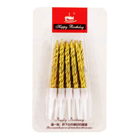 Մոմ «Happy Birthady» ոսկեգույն 10հատ