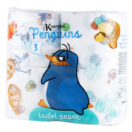 Туалетная бумага `Kartika Penguins` 4 штук