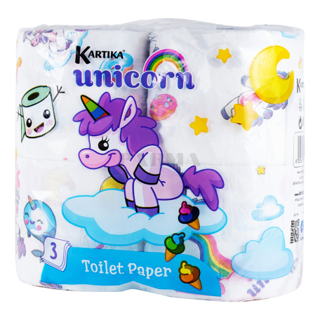 Туалетная бумага `Kartika Unicorn` 4 штук