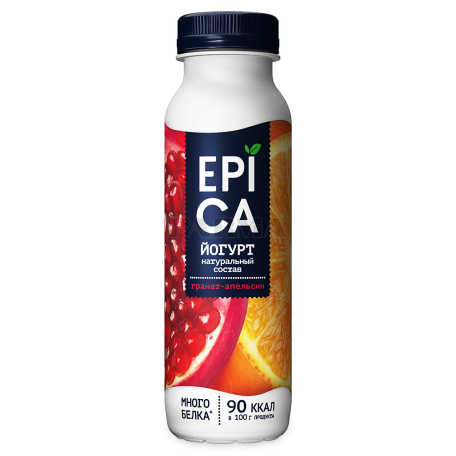 Йогурт питьевой `Epica` апельсин, гранат 2.5% 260г