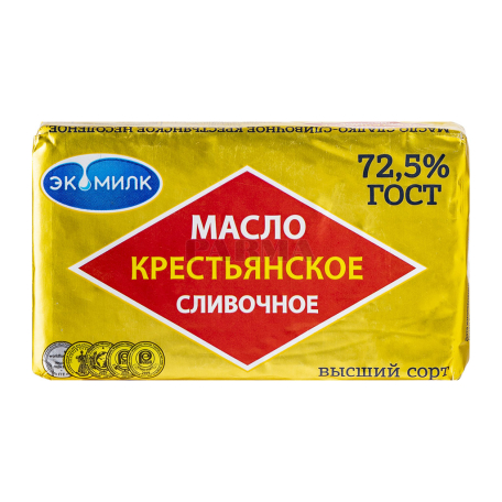 Масло сливочное `Экомилк Крестьянское` 72.5% 180г