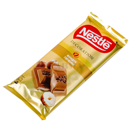 Շոկոլադե սալիկ «Nestle Decoration» պնդուկ, թխվածքաբլիթ 85գ