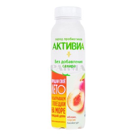Բիոյոգուրտ ըմպելի «Danone Aktivia» խնձոր, դեղձ, առանց շաքարի 3% 260գ