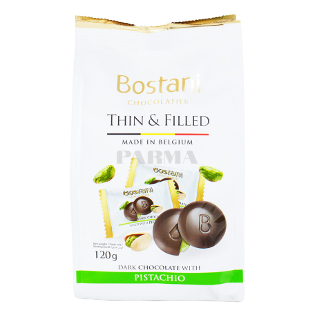 Շոկոլադե կոնֆետներ «Bostani Thin & Filled» մուգ, պիստակ 120գ