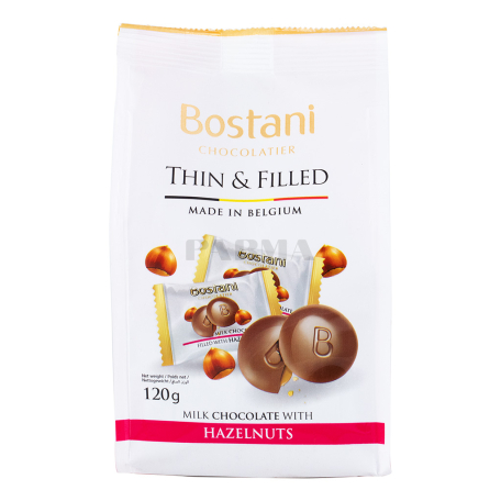 Շոկոլադե կոնֆետներ «Bostani Thin & Filled» կաթնային, պնդուկ 120գ