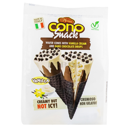 Рожок вафельный `Messori Cono Snack` ванильный крем, темные шоколадные кусочки 100г