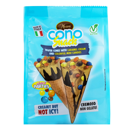 Рожок вафельный `Messori Cono Snack` карамельный крем, конфеты 100г