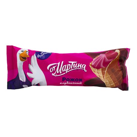 Мороженое `От Мартина` рожок, клубничный 90г