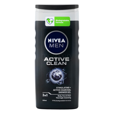 Գել լոգանքի «Nivea Men Active Clean 3in1» փայտածուխ 250մլ