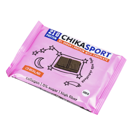 Շոկոլադե սալիկ «Chikalab Chika Sport» կաթնային, առանց շաքար 100գ
