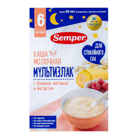 Շիլա կաթնային «Semper Мультизлак» բանան, մորի, յոգուրտ 180գ